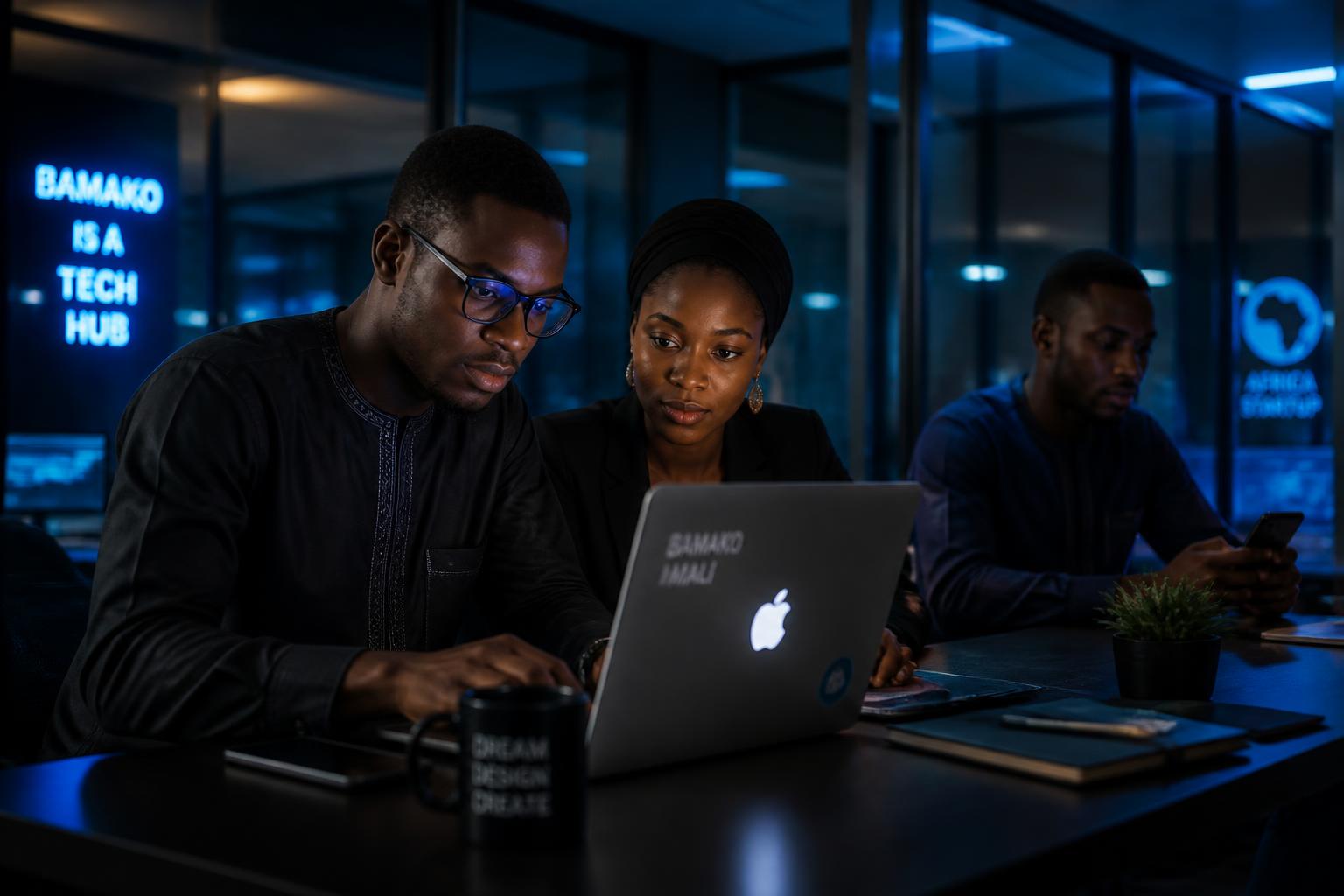 Entrepreneurs africains travaillant dans un bureau moderne à Bamako